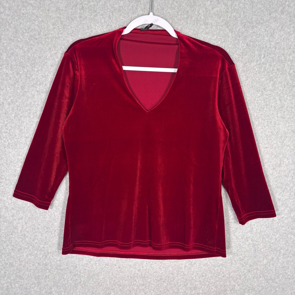 Vintage 90s Red Velvet Top Small Whimsigoth Feminine Victorian Y2K Fairy Grunge